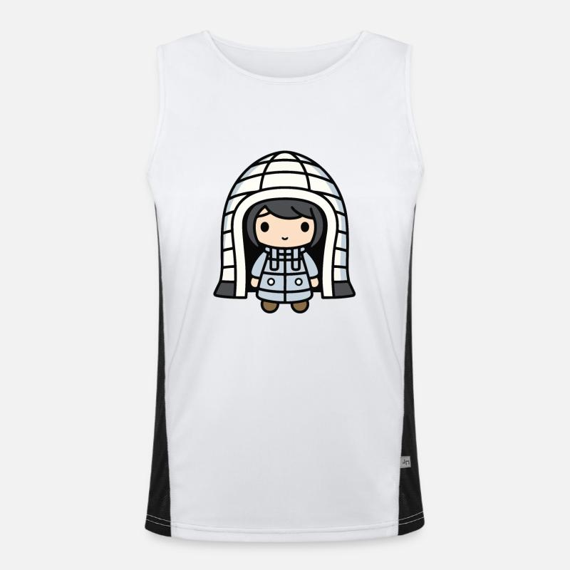 Eskimo Igloo Winter Comic Men's Functional Contrast Tank Top 
