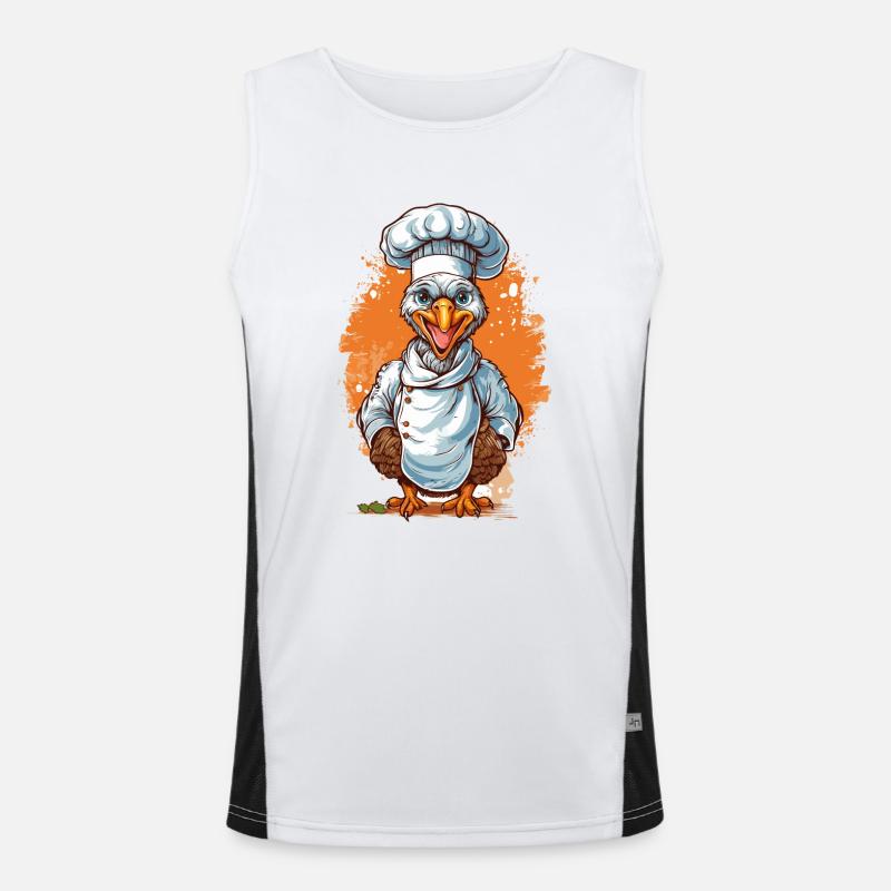 Cool Turkey Chef Happy Thanksgiving Gift Men's Functional Contrast Tank Top 