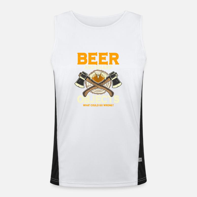 Beer And Sharp Objects Hatchet Ax Axe Throwing Funktionelles Kontrast-Tank Top für Männer 