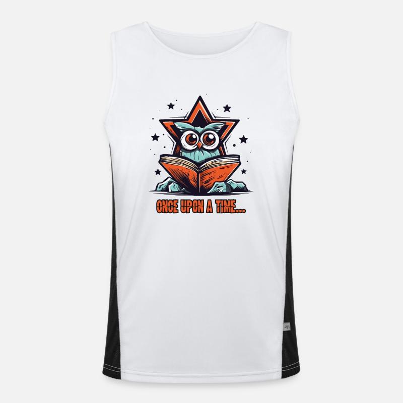 Es war einmal, Eine Bücher lesende Eule Funktionelles Kontrast-Tank Top für Männer 