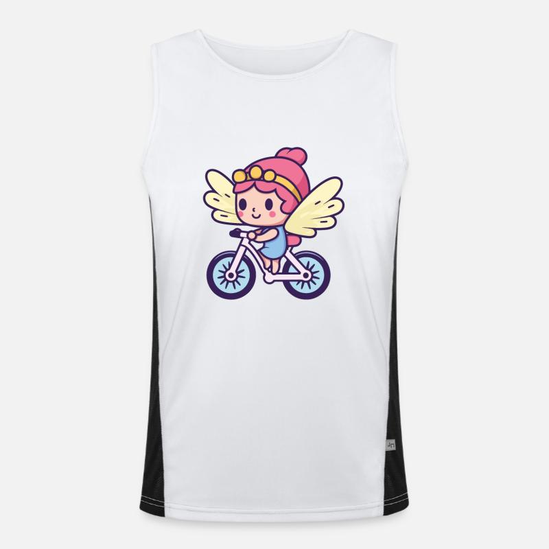 Fairy Cute Bicycle Comic - Men's Functional Contrast Tank Top  - white/black