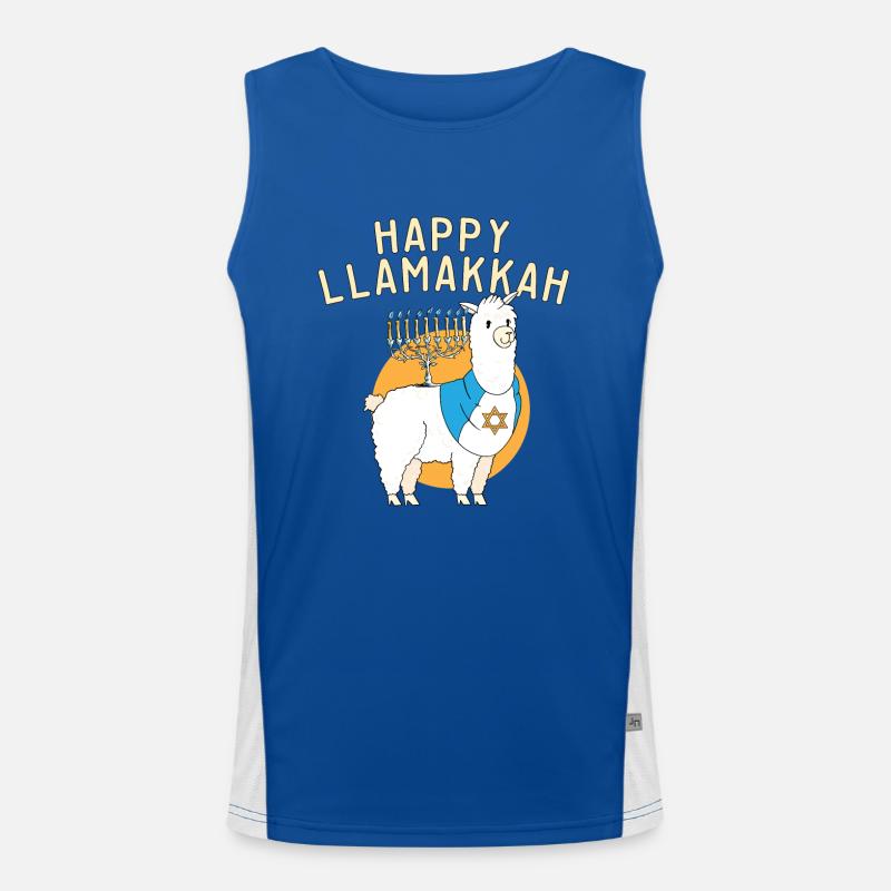 Juif Hanoukka Joyeux Llamakkah Chrismukkah Lama Débardeur respirant contrasté Homme 
