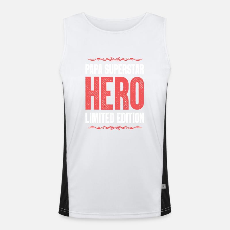 Bester Papa Held Spruch Dad Vatertag Funktionelles Kontrast-Tank Top für Männer 