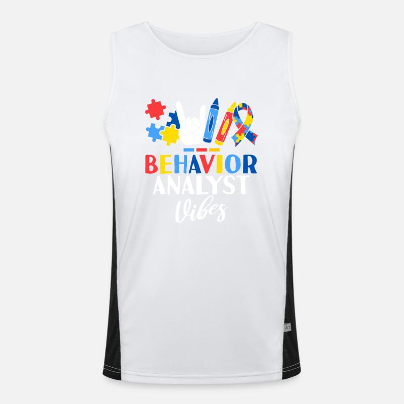 Behavior Analyst Vibes ABA Therapist Behavioral Men's Functional Contrast Tank Top 
