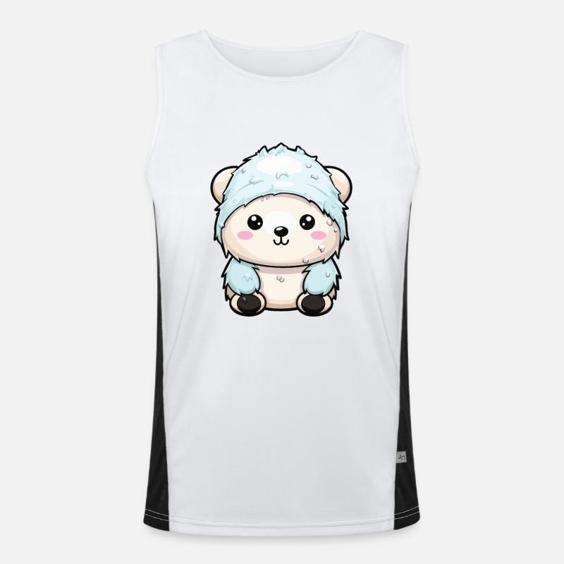 Eisbär Winter Polar Bär Tier Comic Funktionelles Kontrast-Tank Top für Männer 