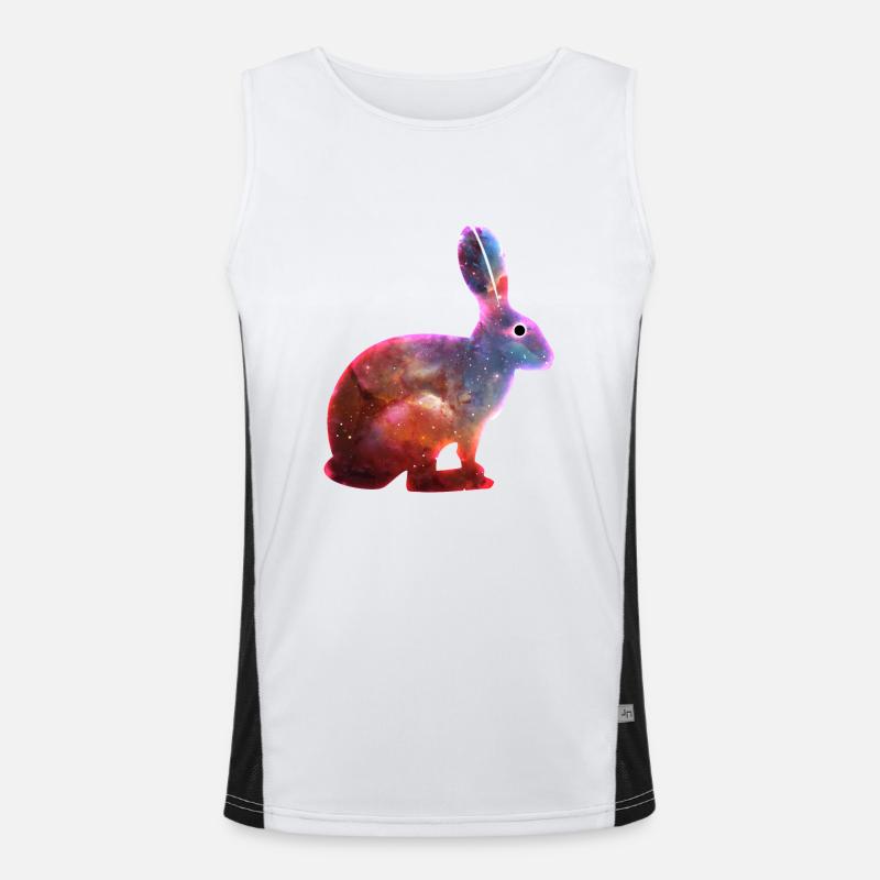 Cosmic Rabbit & Singularity Eye - Men's Functional Contrast Tank Top  - white/black
