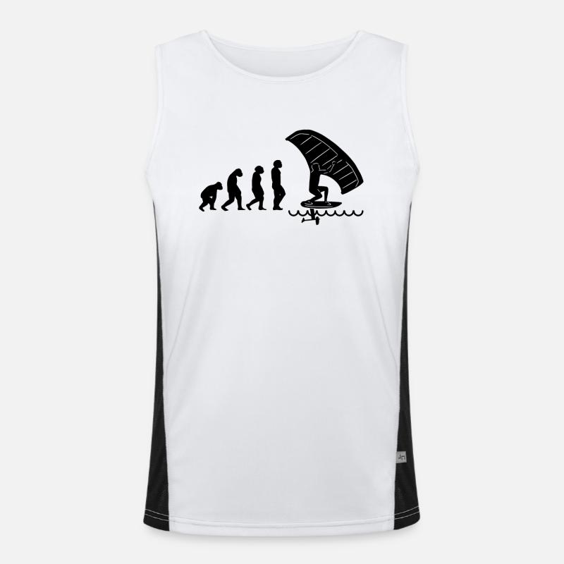 Wingfoil Surfer Wingfoiling Hydrofoil Evolution - Men's Functional Contrast Tank Top  - white/black