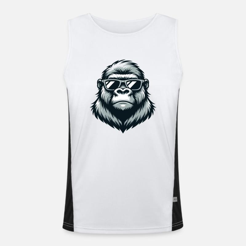 Gorilla with sunglasses - Men's Functional Contrast Tank Top  - white/black