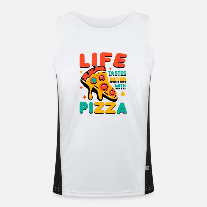 Mit Pizza schmeckt das Leben besser Funktionelles Kontrast-Tank Top für Männer 