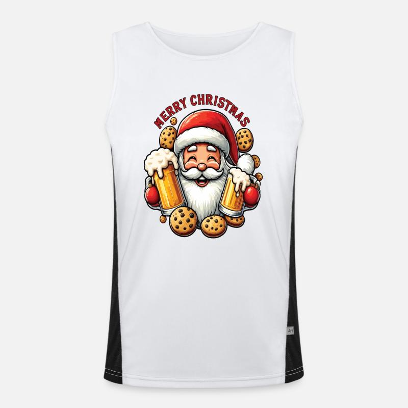 Weihnachtsmann mit Bier und Keksen Funktionelles Kontrast-Tank Top für Männer 