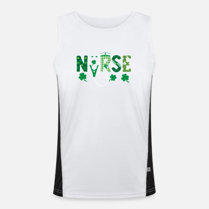 Nurse Stethoscope Medicine Irish Men's Functional Contrast Tank Top 