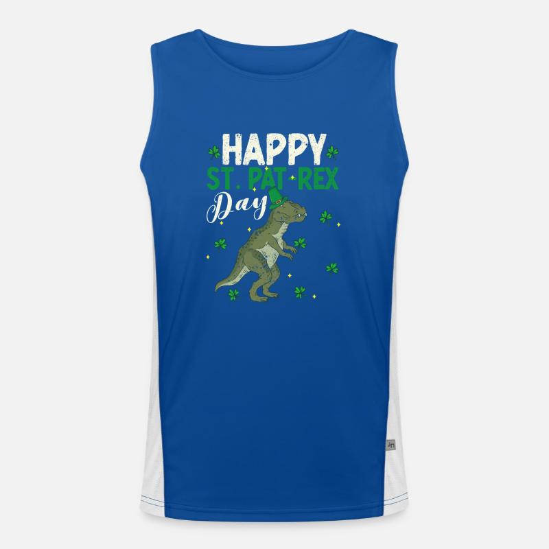 Happy St.Pat-Rex Day Saint Patrick Dinosaur Men's Functional Contrast Tank Top 