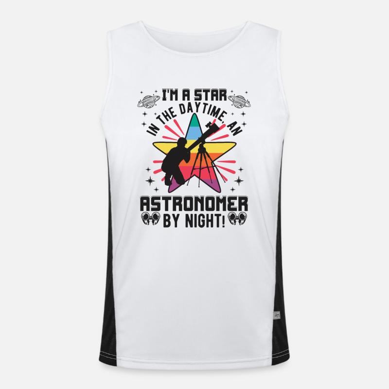 Tagsüber bin ich ein Star, nachts ein Astronom! Funktionelles Kontrast-Tank Top für Männer 