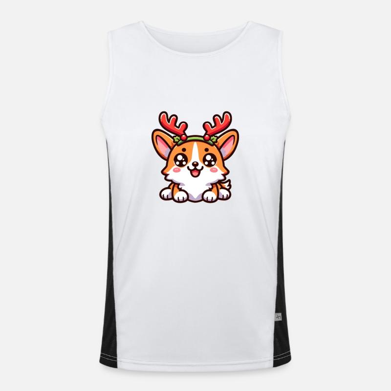 Christmas Corgi Funktionelles Kontrast-Tank Top für Männer 