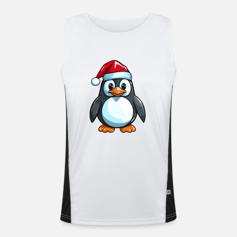 Pingouin Bande Dessinée Mignon Noël Bébé Noël Débardeur respirant contrasté Homme 