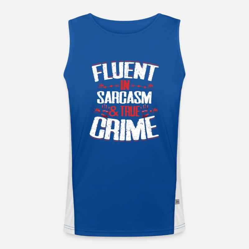Fluent In Sarcasm & True Crime Serial Killer Murde Funktionelles Kontrast-Tank Top für Männer 