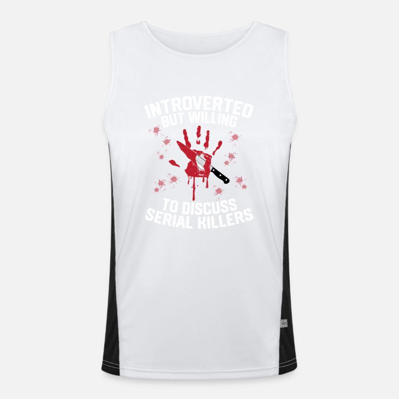 Willing To Discuss Serial Killers True Crime Murde Funktionelles Kontrast-Tank Top für Männer 
