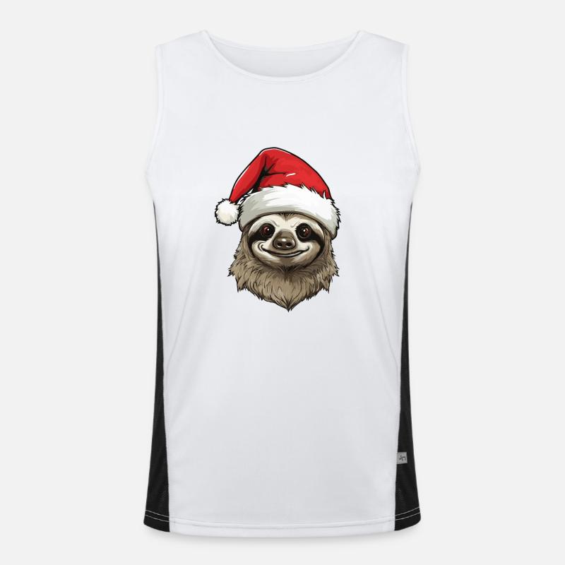 Faultier Kopf Weihnachten Portät Funktionelles Kontrast-Tank Top für Männer 