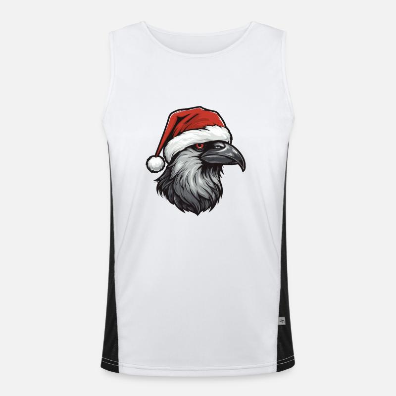 Krähe Rabe Weihnachten Tier Kopf Funktionelles Kontrast-Tank Top für Männer 