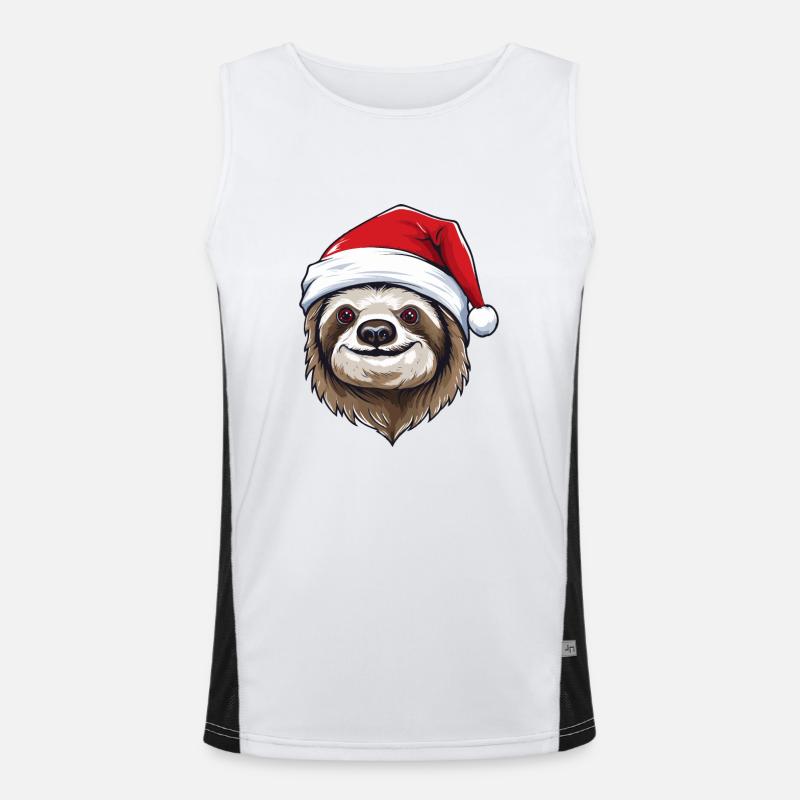 Faultier Weihnachten Tier Kopf Funktionelles Kontrast-Tank Top für Männer 