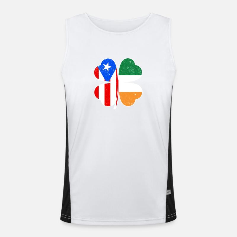 Drapeau portoricain irlandais trèfle d’Irlande Débardeur respirant contrasté Homme 