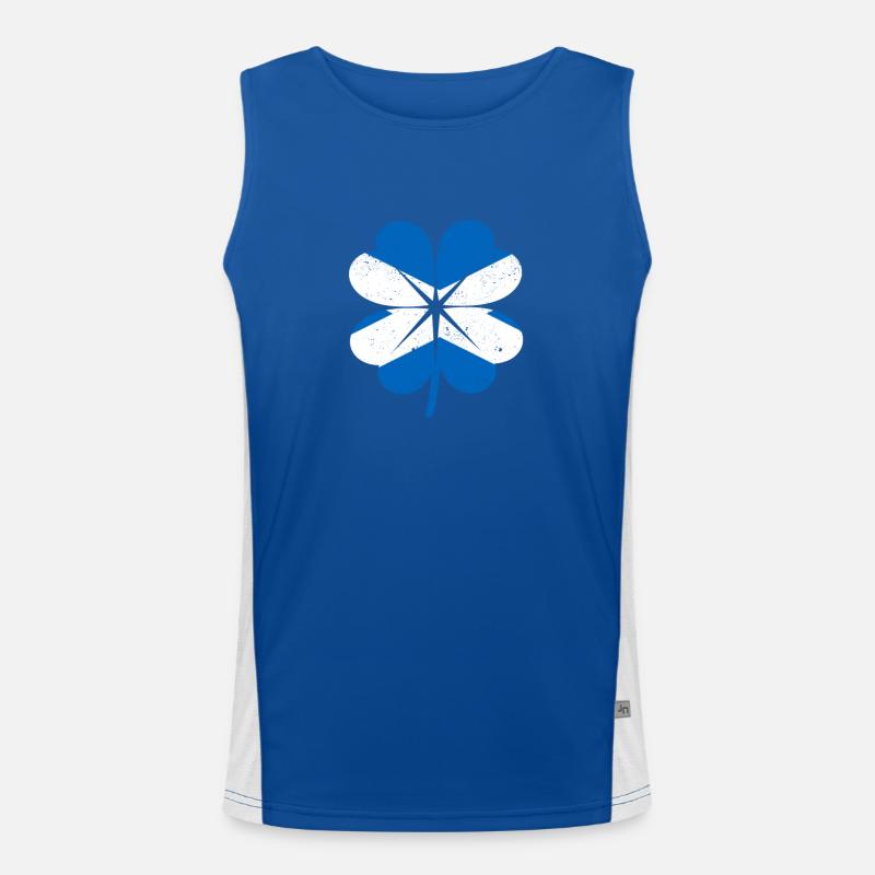Scottish Flag Irish Shamrock Leaf Men's Functional Contrast Tank Top 