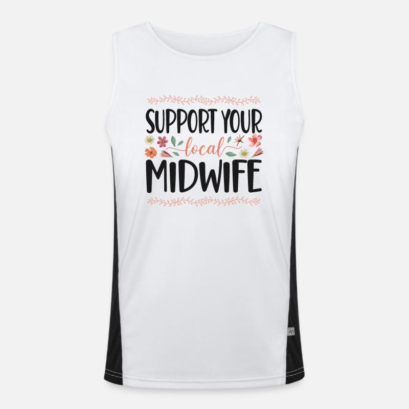 Nurse Midwife Birth Worker Support Men's Functional Contrast Tank Top 