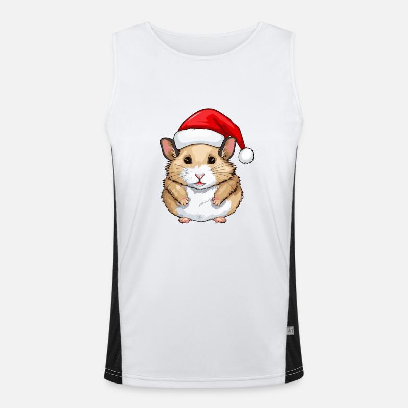 Hamster Weihnachten Tier Kopf Funktionelles Kontrast-Tank Top für Männer 