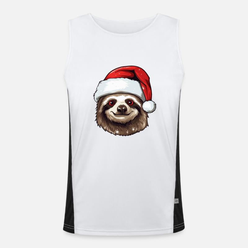 Faultier Weihnachten Tier Kopf Funktionelles Kontrast-Tank Top für Männer 