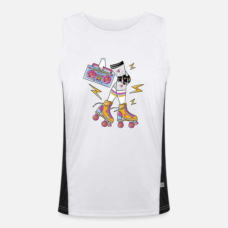 Retro Rollers Groove Vibes - Men's Functional Contrast Tank Top  - white/black