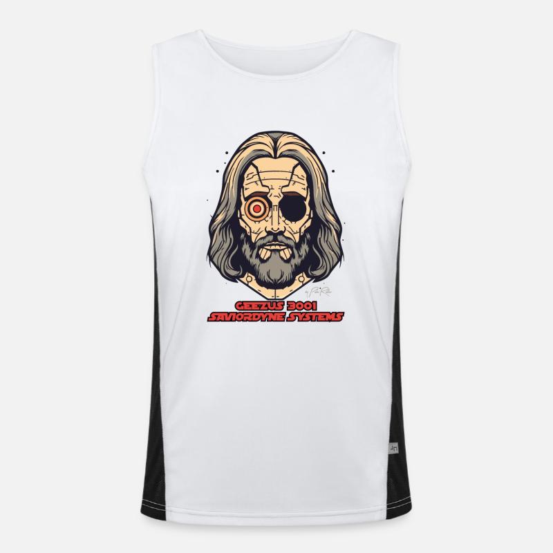 Tech Jesus: Savior Systems - Men's Functional Contrast Tank Top  - white/black