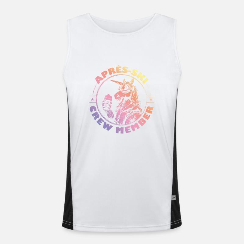 Einhorn Apres Ski Team Spruch Bunt Funktionelles Kontrast-Tank Top für Männer 