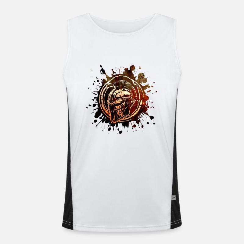 Spartan Helmet Gym Gladiator Fighter Men's Functional Contrast Tank Top 