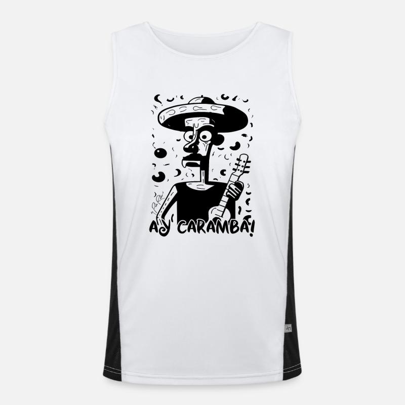 Spanischer oder mexikanischer Gitarrist Ay Caramba Funktionelles Kontrast-Tank Top für Männer 