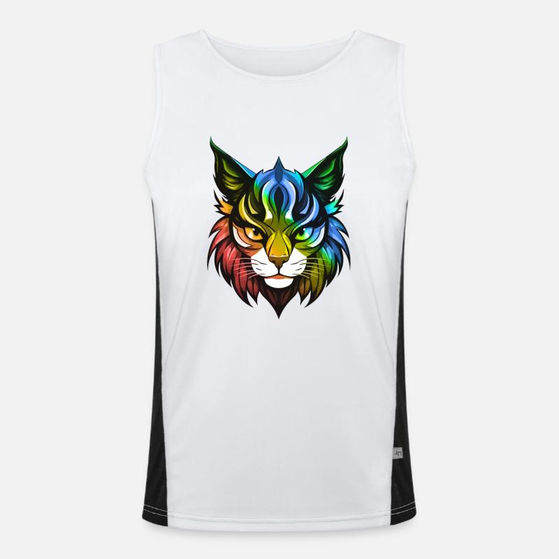 Katze Symbol Kopf Bunt Funktionelles Kontrast-Tank Top für Männer 