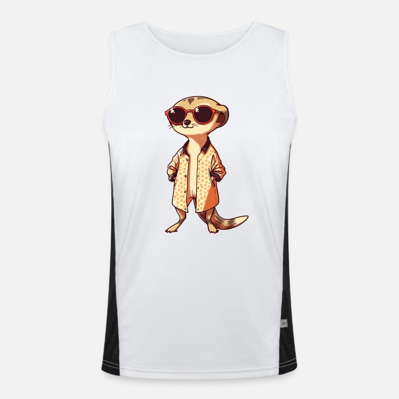 Erdmännchen Mit Sonnenbrille Meerkat Funktionelles Kontrast-Tank Top für Männer 