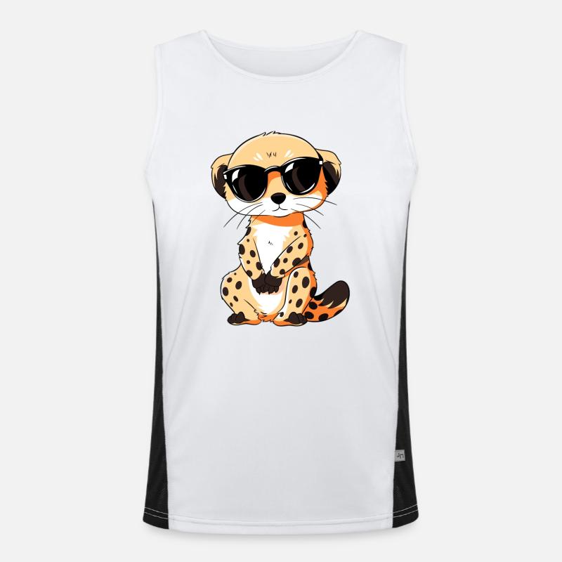 Erdmännchen Mit Sonnenbrille Meerkat Funktionelles Kontrast-Tank Top für Männer 