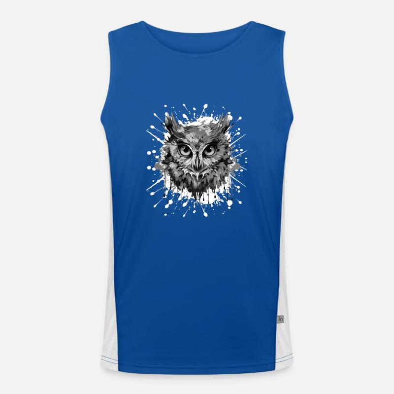 Eule Kopf Porträt Tier Funktionelles Kontrast-Tank Top für Männer 