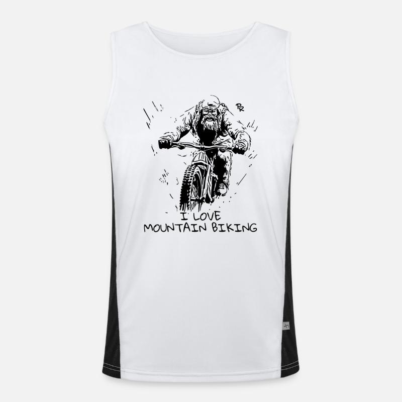 Cooler Yeti, Ich liebe Mountainbiken Funktionelles Kontrast-Tank Top für Männer 