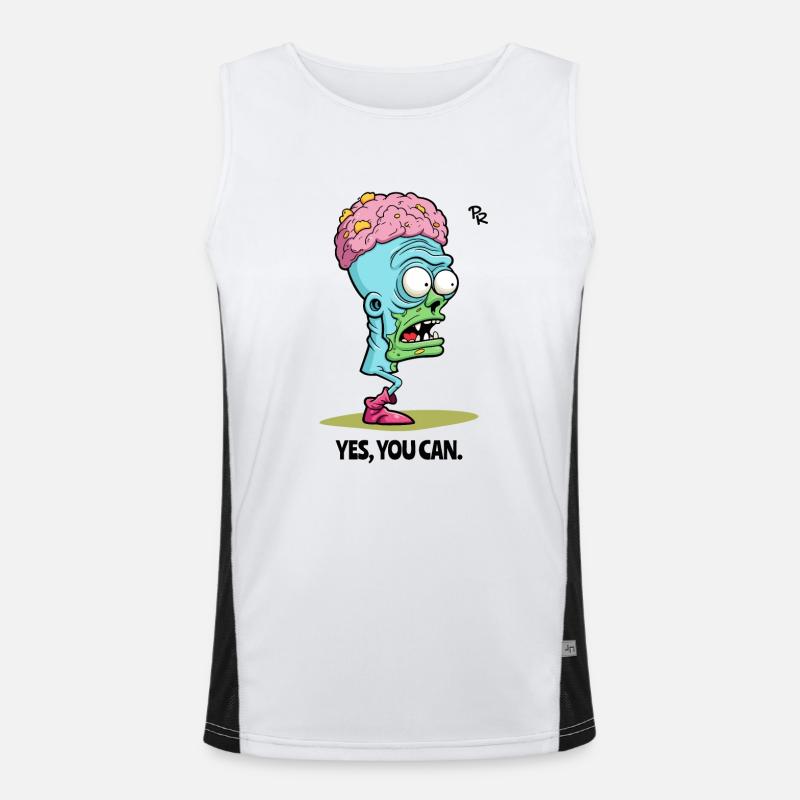 Yes, you can: One-legged brain zombie head Men's Functional Contrast Tank Top 