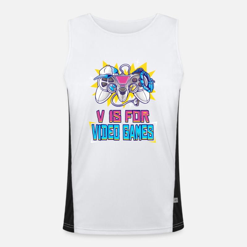 V is for Video Games: Stylish Controller Design Men's Functional Contrast Tank Top 