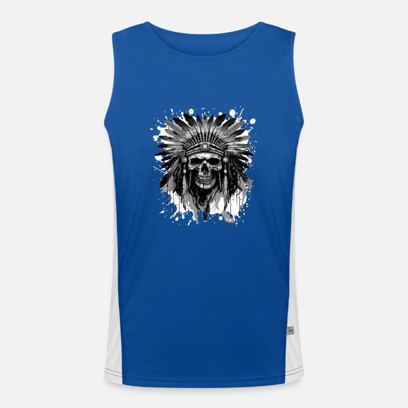 Apache Skull Native American Men's Functional Contrast Tank Top 