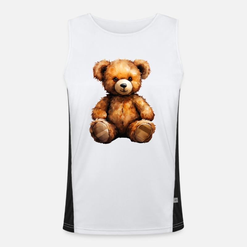 Plush bear as a childhood memory Men's Functional Contrast Tank Top 
