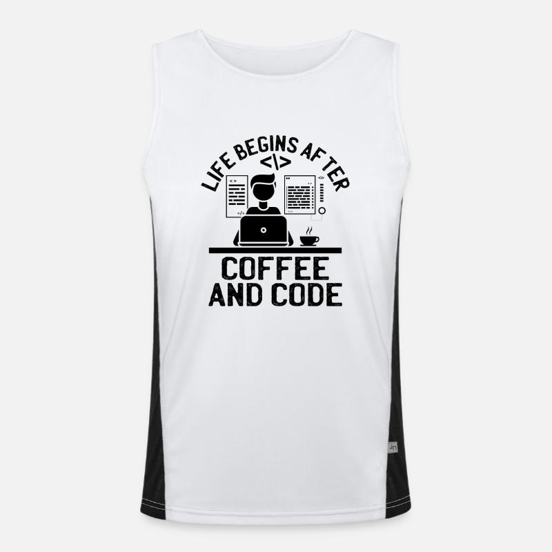 Kaffee-Codierung Programmierer Programmierer Entwickler Nerd Coff Funktionelles Kontrast-Tank Top für Männer 