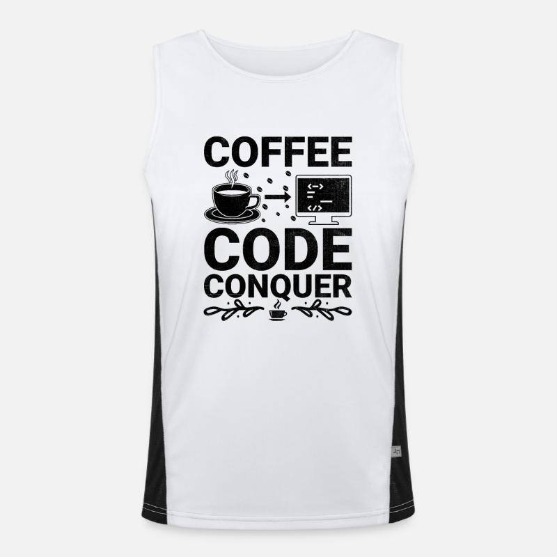 Kaffee-Codierung Programmierer Programmierer Entwickler Nerd Coff Funktionelles Kontrast-Tank Top für Männer 