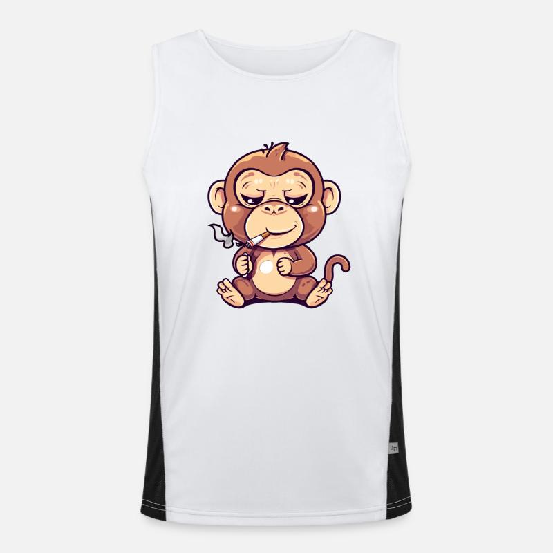 Affe Raucher Smoke Joint Funktionelles Kontrast-Tank Top für Männer 
