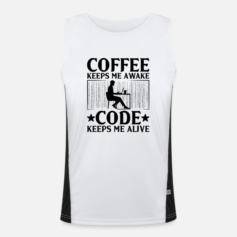 Kaffee-Codierung Programmierer Programmierer Entwickler Nerd Coff Funktionelles Kontrast-Tank Top für Männer 