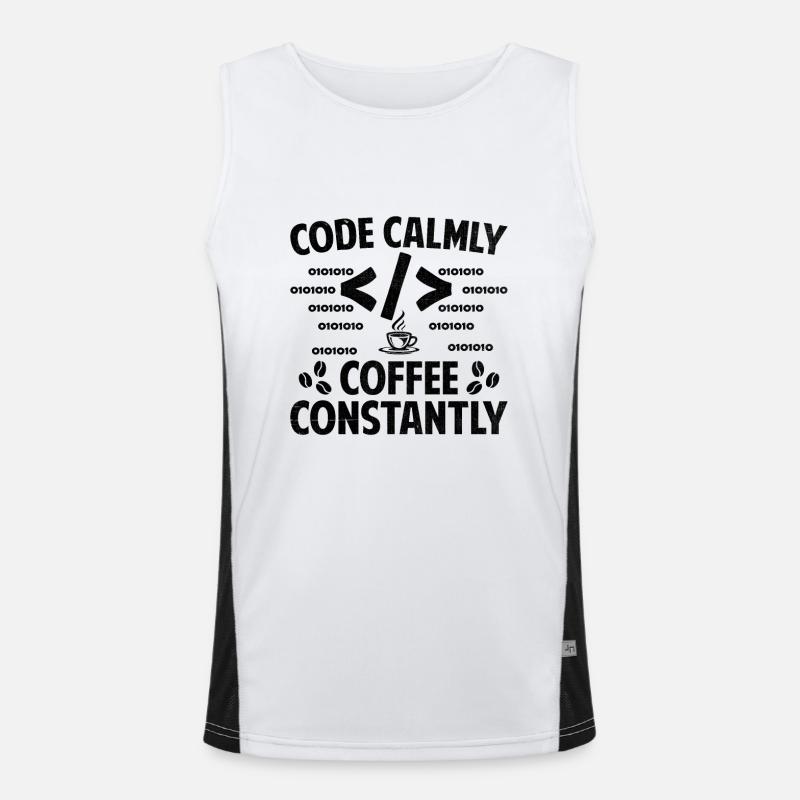 Kaffee-Codierung Programmierer Programmierer Entwickler Nerd Coff Funktionelles Kontrast-Tank Top für Männer 