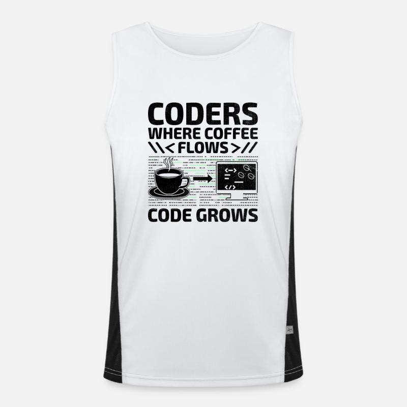 Coffee Coding Programmer Coder Developer Nerd Coff Men's Functional Contrast Tank Top 