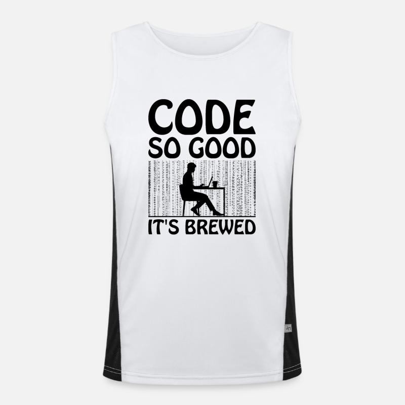 Coffee Coding Programmer Coder Developer Nerd Coff Men's Functional Contrast Tank Top 
